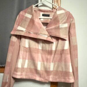 bagatelle Pink Plaid Short Trench Jacket